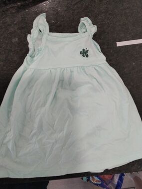 Carter's Light Mint Girls' Sleeveless Dress with Small Floral Accent